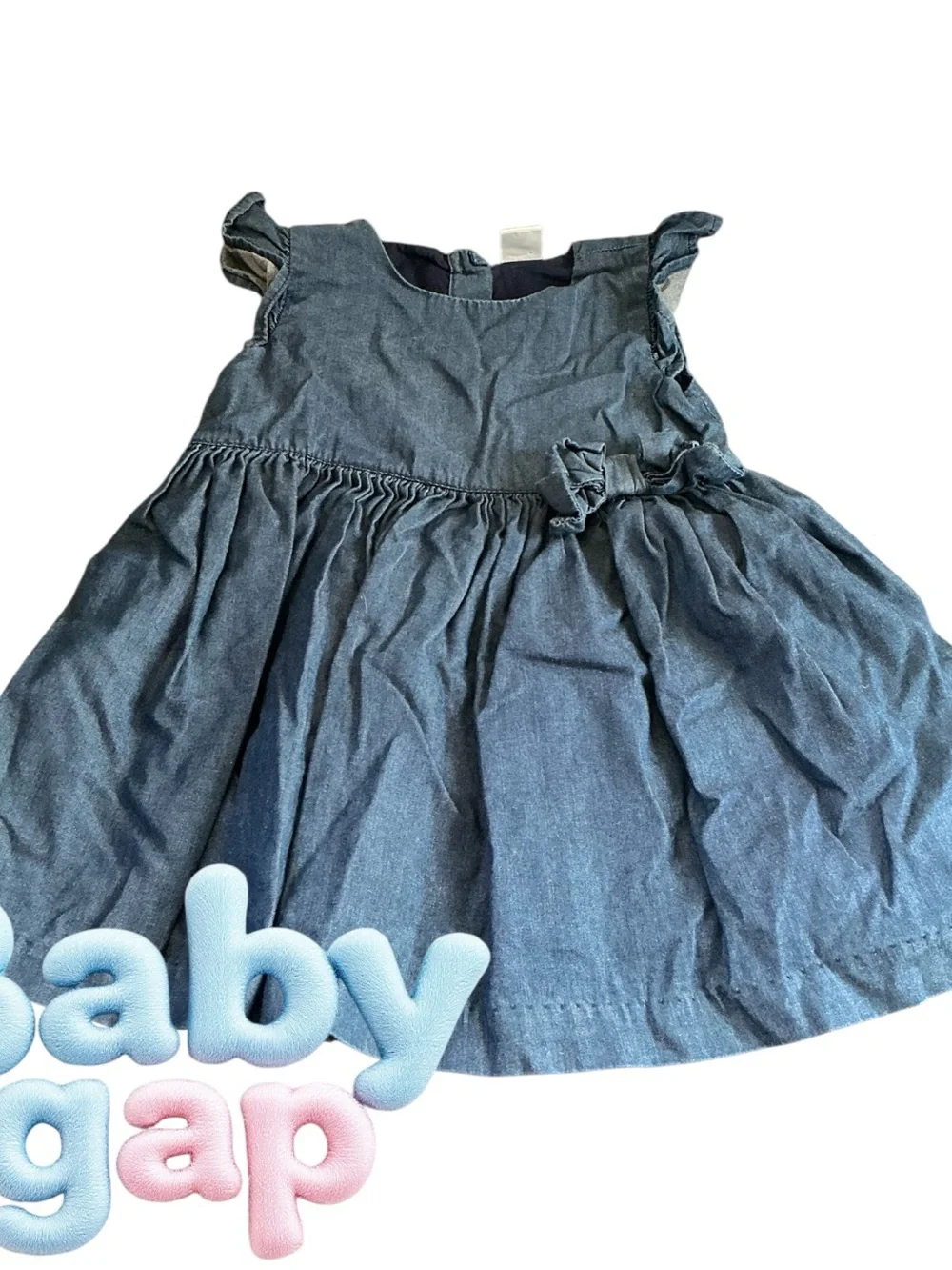 GAP Dark Blue Denim-Style Ruffle Sleeve Dress 👗 size 18-24